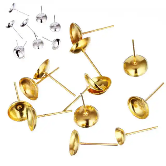 

New Jewelry Accessories parts Making Ear Needle Holder 60PCS DIY Ear Studs Earrings Ear Stud Pin DIY Findings Bowl needle