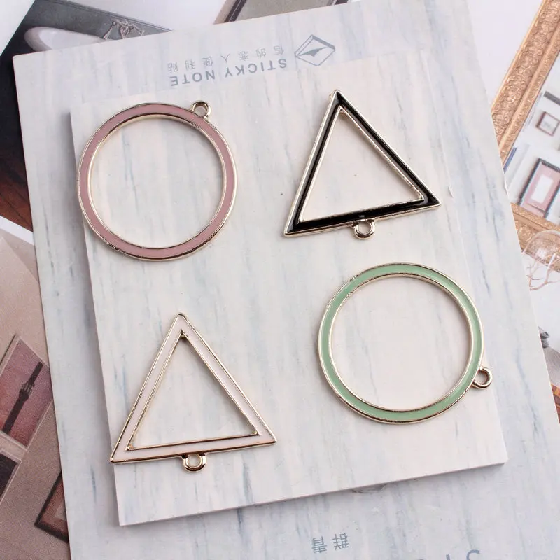 

Popular Simple Geometry Earring Pendant DIY Hollow Alloy Accessories Single Side Hollow Triangle Circle