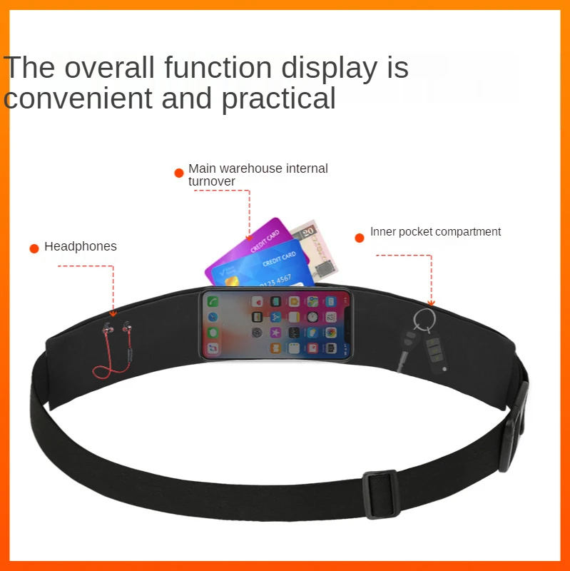 Running Waist Bag Outdoor Sports Fitness Bag Waterproof Invisible Belt 7 Inch Multifunctional Mobile Phone Bag Hiking Bag