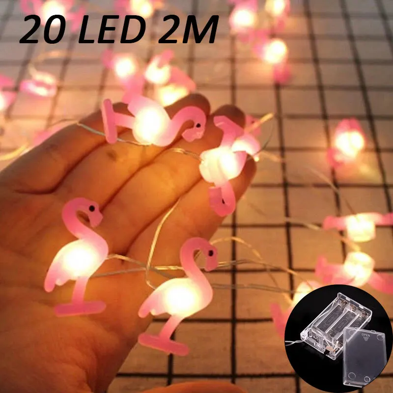 

2m Flamingo 20 LED Cartoon String Light Hawaii Party Decor Pineapple Fairy Lights Tropical Party Wedding Birthday Festival Lamps