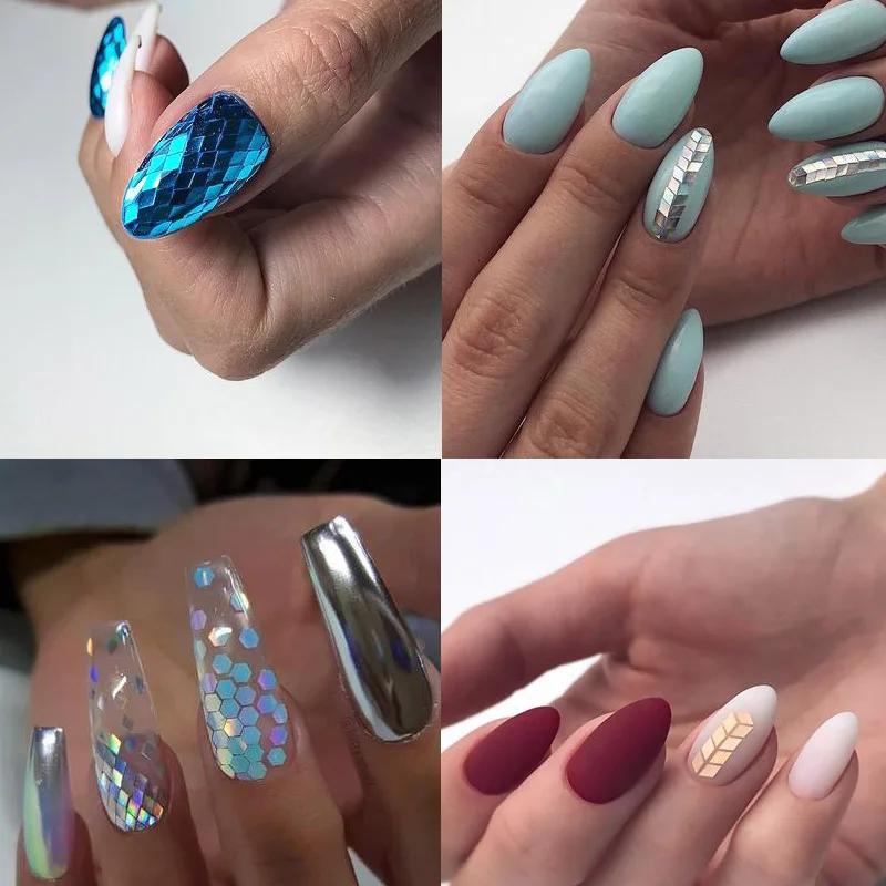 

9Pcs Colourful Diamond Nail Art Glitter Flakes Accessories Holographic Sequins Nails Decorations Shiny Gel Polish Nail Supplies