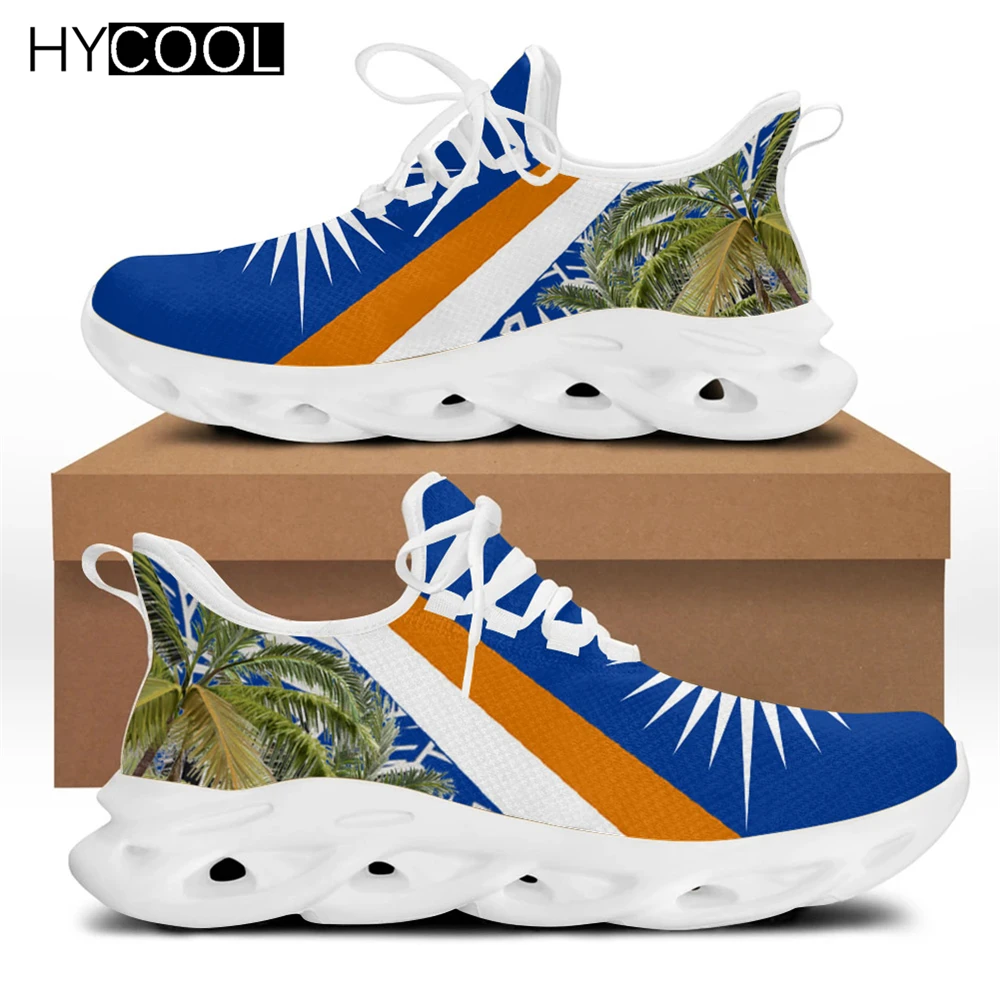 

Легкие кроссовки HYCOOL для мужчин и женщин, модная сетчатая обувь для спортзала, бега, пробежек, полинезийский остров, с принтом листьев