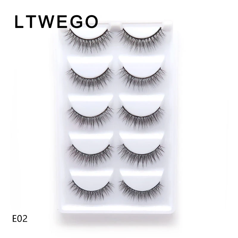 LTWEGO 5 пар натуральные длинные накладные ресницы мягкие пушистые 3d норковые