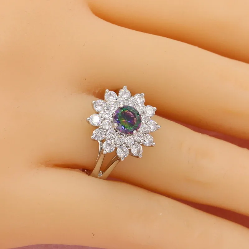 Колье серьги браслет подвеска кольцо изысканный цветок разноцветный кубический