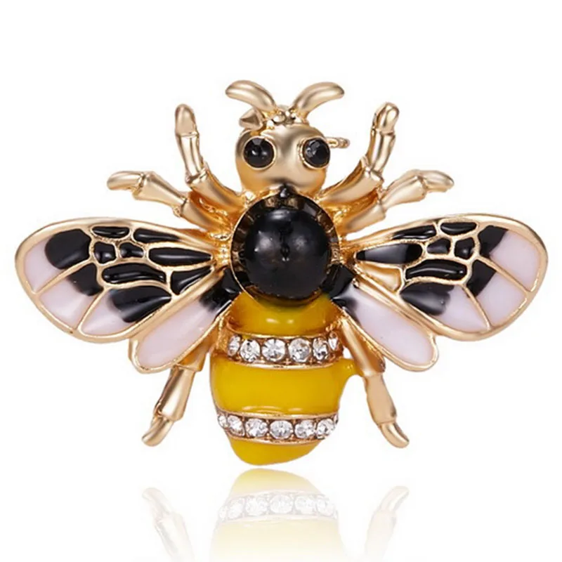 

New Fashion Wild Enaml Bee Rhinestone Small Brooch Alloy Insect Fashion Jewelry Accessory