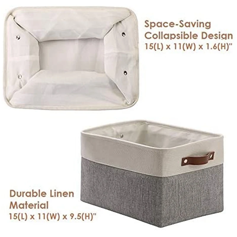 

Foldable Storage Bin Collapsible Sturdy Cationic Fabric Storage Basket Square with Handles