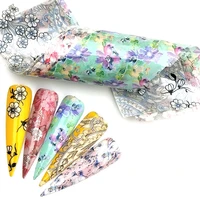 5 colorspack mixed flowers nail foils stickers for nails art decorations holographic floral designs transfer adhesive decals