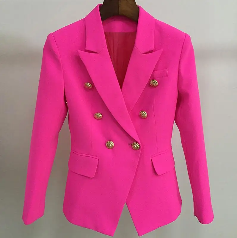 Rose pink Пиджак женский Зеленый, синий, желтый, черный, белый блейзер, Женский деловой двубортный блейзер с пуговицами, большие размеры, женские блейзеры, Прямая поставка - Цвет: Rose pink