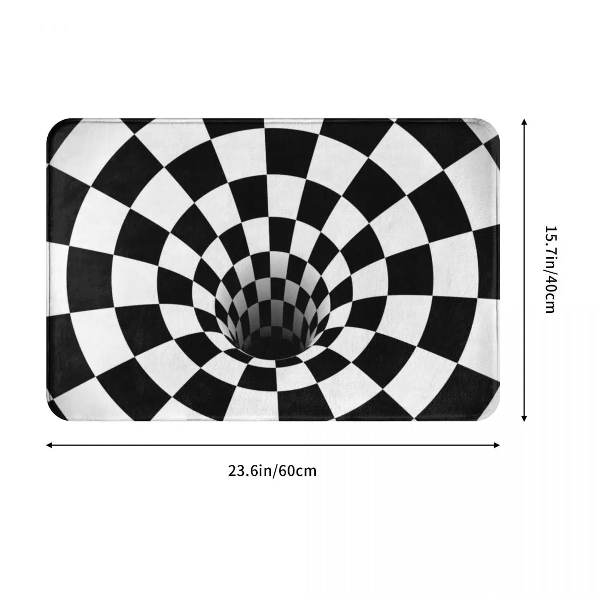 Придверный коврик в шахматную клетку с черными отверстиями оптической иллюзией