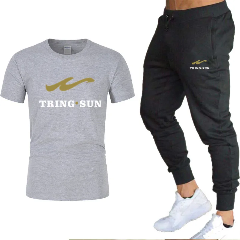 

XIN YUN SHANG Men's O-neck T-shirt and Pants Set Casual Tracksuit Printed Pants Novelty Hot Sale 2021