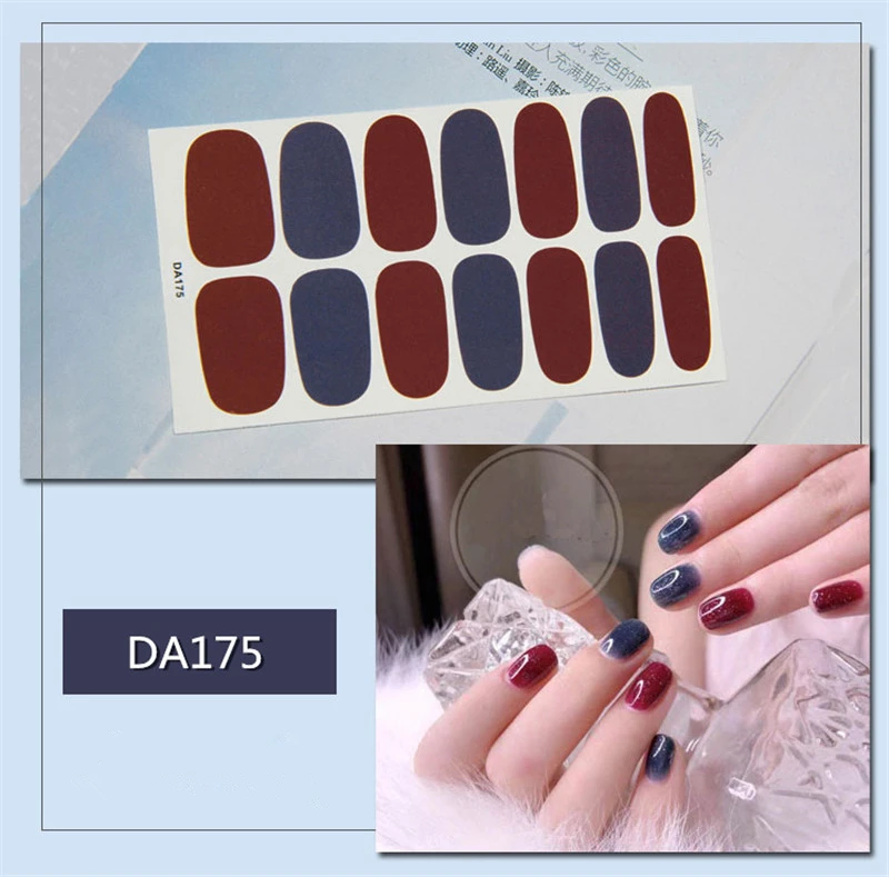 

14tips Stripe Nail Stickers Fashion Trend nails Art Wraps nail Polish Ins Styles Summer stickers Adhesive Manicure Decorations