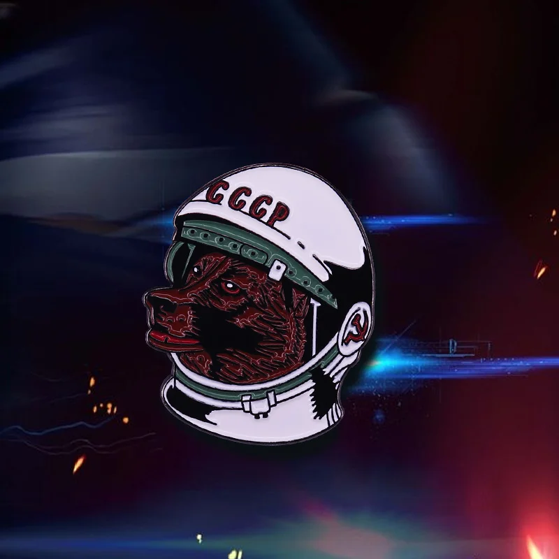 Astronaut Laika Dog CCCP Pin Soviet Union The First Space Traveler Badge Funny Cool Gift | Brooches