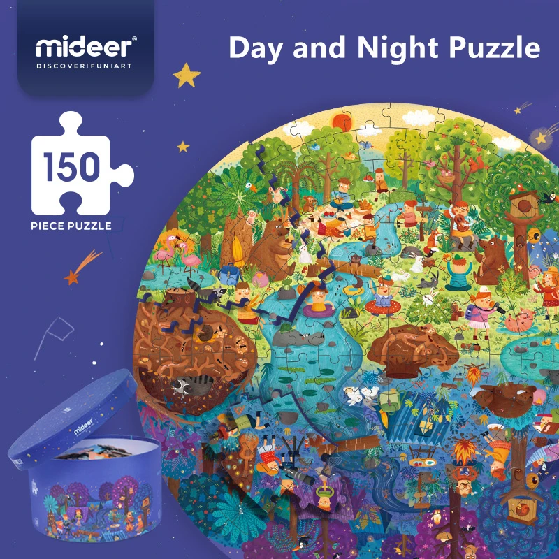 Mideer MD3075 пазл день в лесу и ночь узор круглой формы подарок на рождения Рождество -
