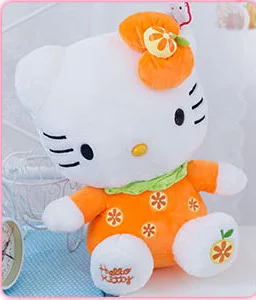 Оранжевый Горячие акции фрукты hello kitty плюшевые игрушки hello kitty кукла детский женский подарок на день рождения - Цвет: Оранжевый