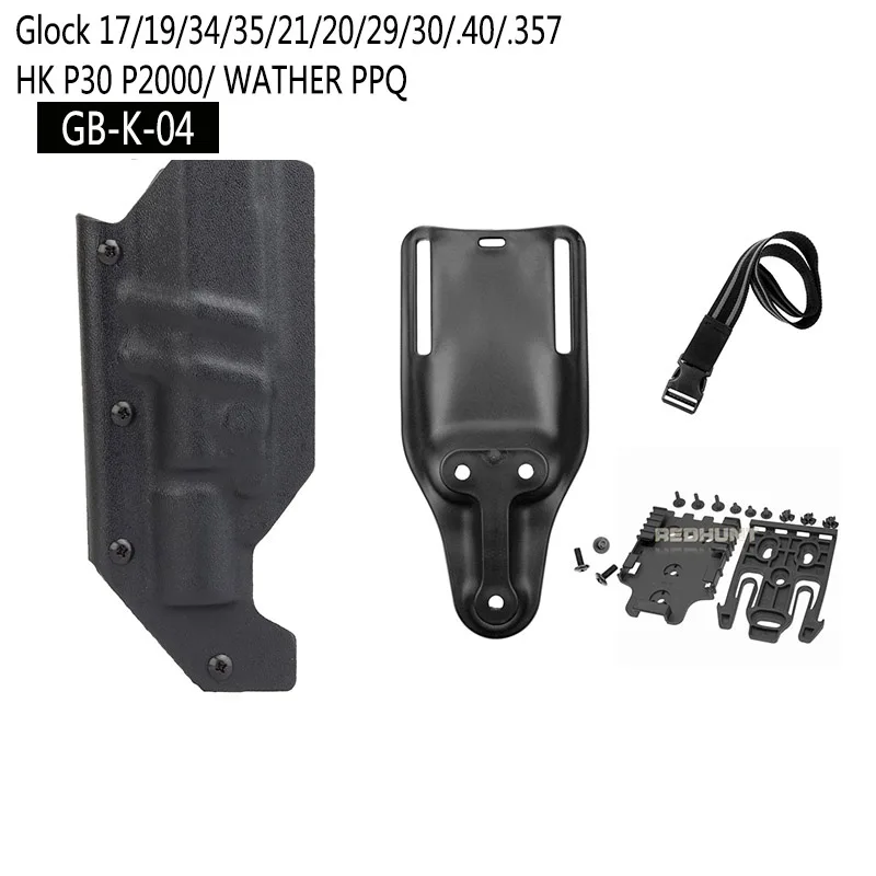 

Tactical Kydex Gun Holster for Glock 17 19 20 21 34 Walther PPQ CZP-10C Pistol Case Holster with Quick Locking System Adapter