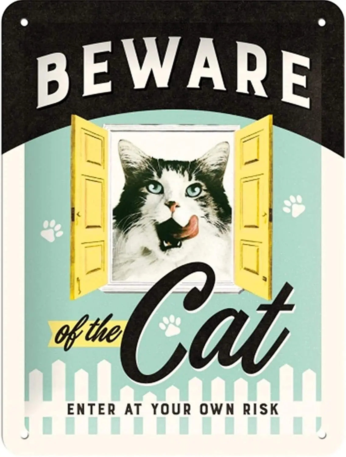 

Nostalgic-Art Retro Tin Sign Animal Club Beware Gift idea for cat Lovers, Metal Plaque, Vintage Design for Decoration