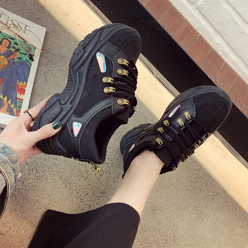 Tleni 2019 Новинка осени спортивная обувь на платформе Для девушек студенток в