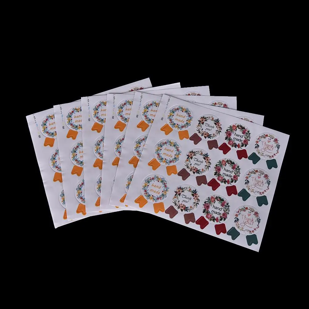 60pcs/lot DIY Vintage Handmade Stickers Kraft Label Sticker 5 Sheets Hand Made For Gift Cake Baking Sealing | Дом и сад
