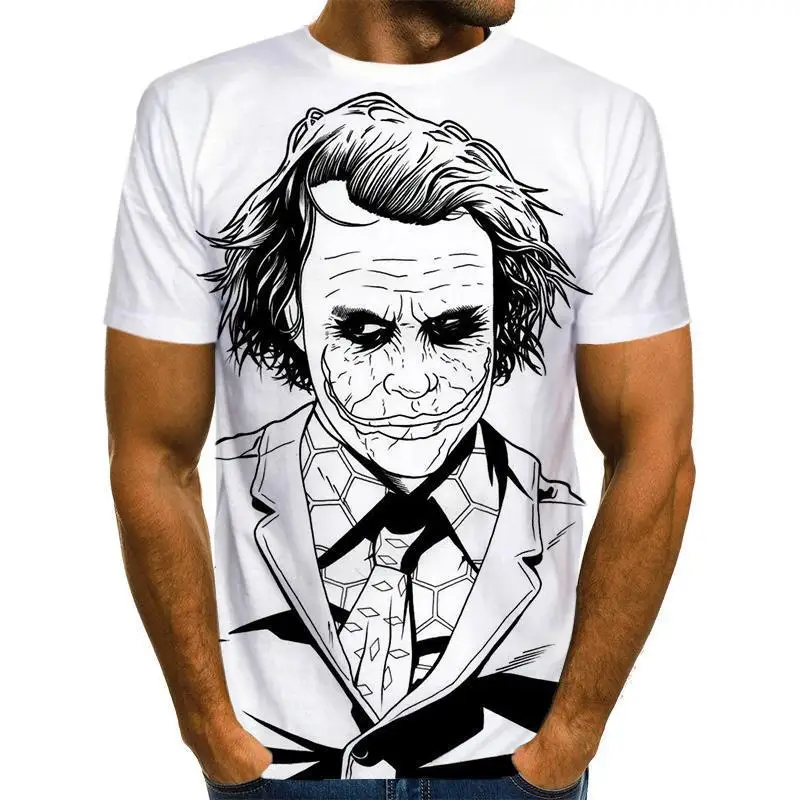 

Summer Clown White Joker 3d Printed T Shirt Men Joker Face Casual Male Tshirt Clown Short Sleeve Funny T Shirts Tops