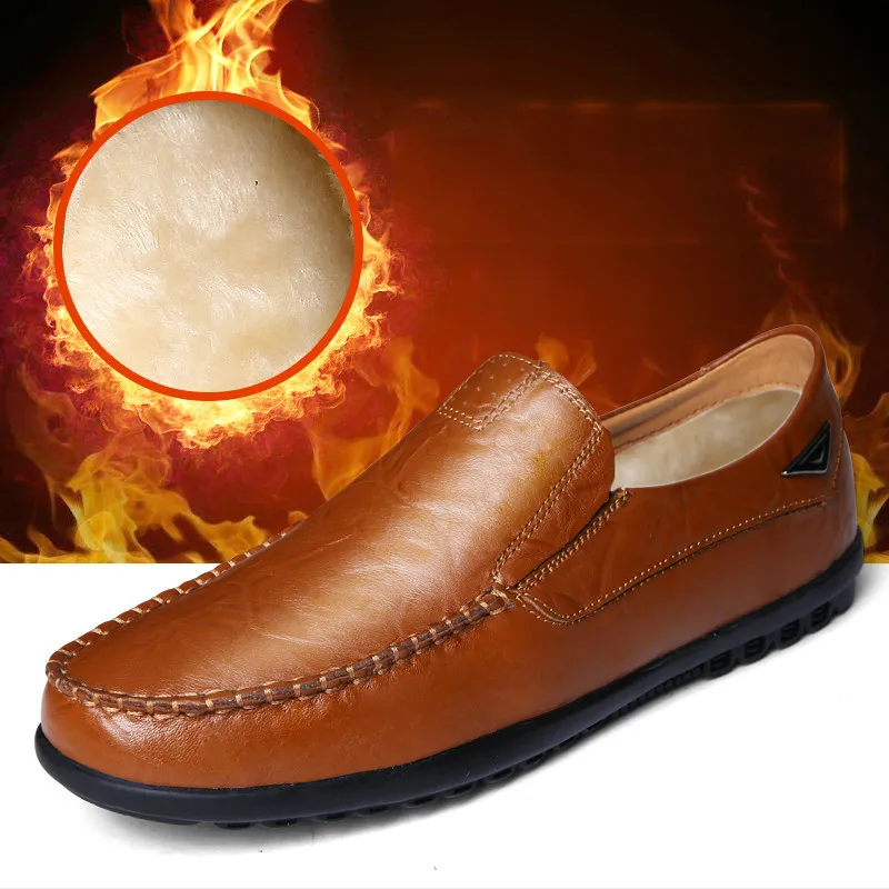 Мужские повседневные туфли из натуральной кожи черные Лоферы без застежки