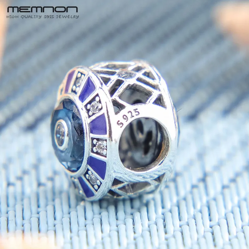 High Quality 2019 Summer Charm 925 Sterling Silver Blue Mosaic Charms enamel beads Fit bead Bracelets necklaces DIY fine Jewelry |