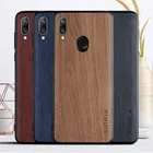 Винтажный чехол для Huawei Y7 Prime 2019, чехол из ТПУ + поликарбоната + искусственная кожа под дерево, Кожаные чехлы, оболочка, чехол для Y7 Prime 2019