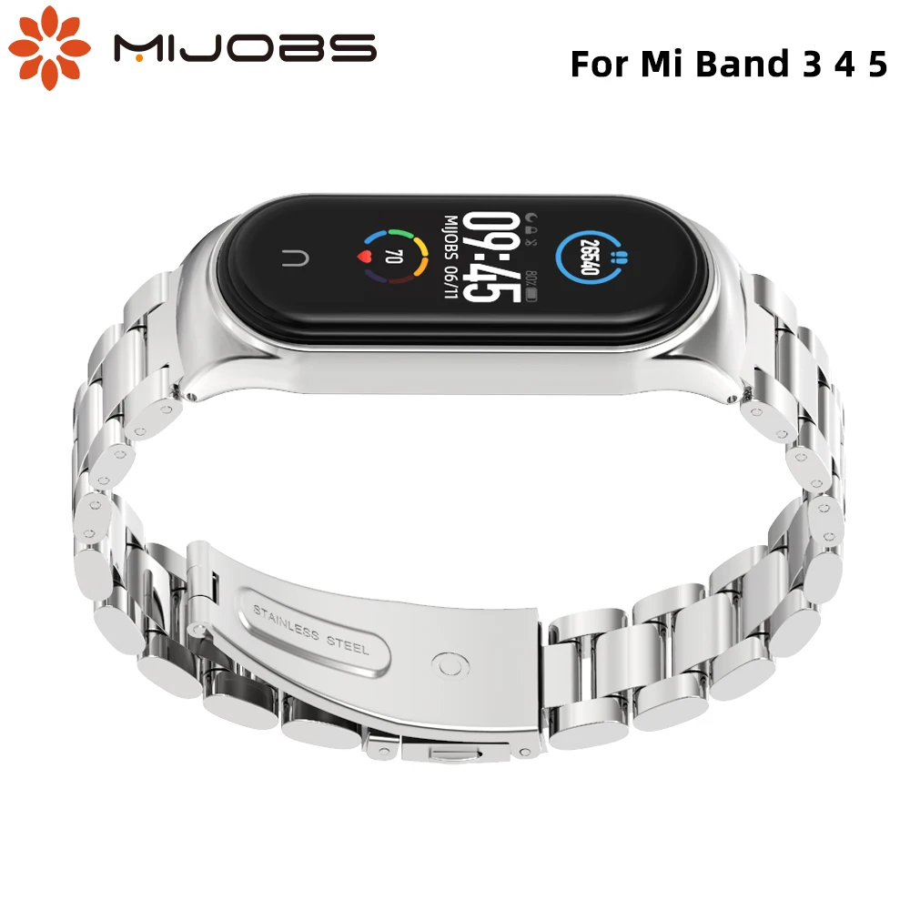 

Strap For Xiaomi Mi Band 6 5 4 3 Global Version NFC Stainless Metal Opaska Correa Band 4 Miband 5 Wristbands Bracelet