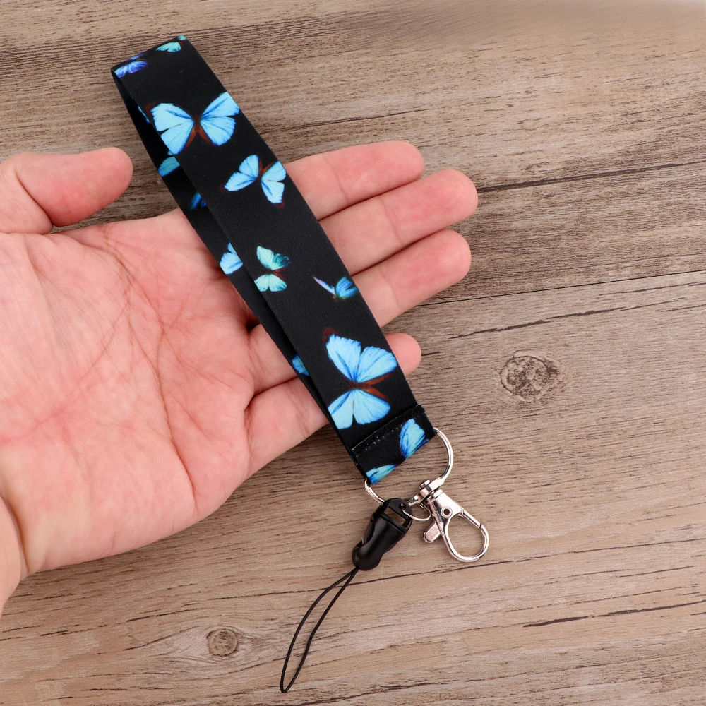 

JF833 Wrist Lanyard Butterfly Keychain Lanyards for Keys Badge ID Mobile Phone Rope Neck Straps Accessories Gifts