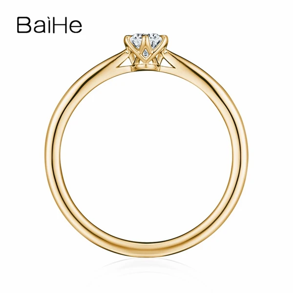 BAIHE Solid 10K белое золото(AU417) Сертифицированный 0.25ct круглый вырез тренд Moissanite свадебные женские ювелирные изделия элегантные Подарочные Кольца