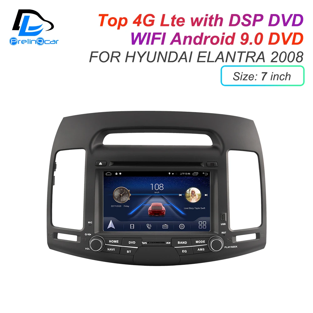 Android 9,0 DSP 4G Lte мультимедийный dvd-плеер для hyundai elantra 2008 2011 лет автомобильный монитор Радио Стерео навигационная система