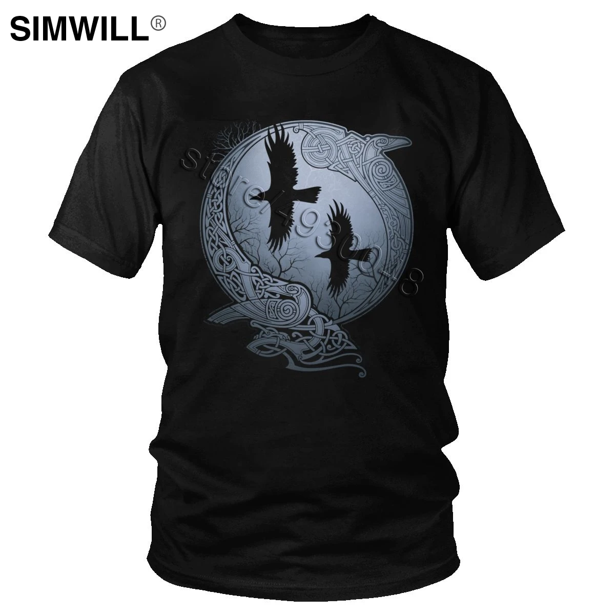 

Male Odin Ravens T-Shirt Cool Viking Norse Huginn and Muninn T Shirt Short Sleeved Cotton Printed Tee Tops Slim Fit Merchandise