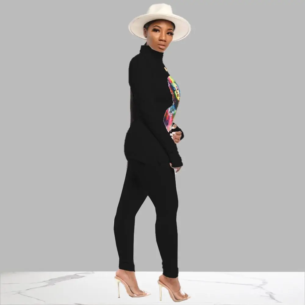 Новое поступление сексуальный женский комплект принт с персонажами черный белый