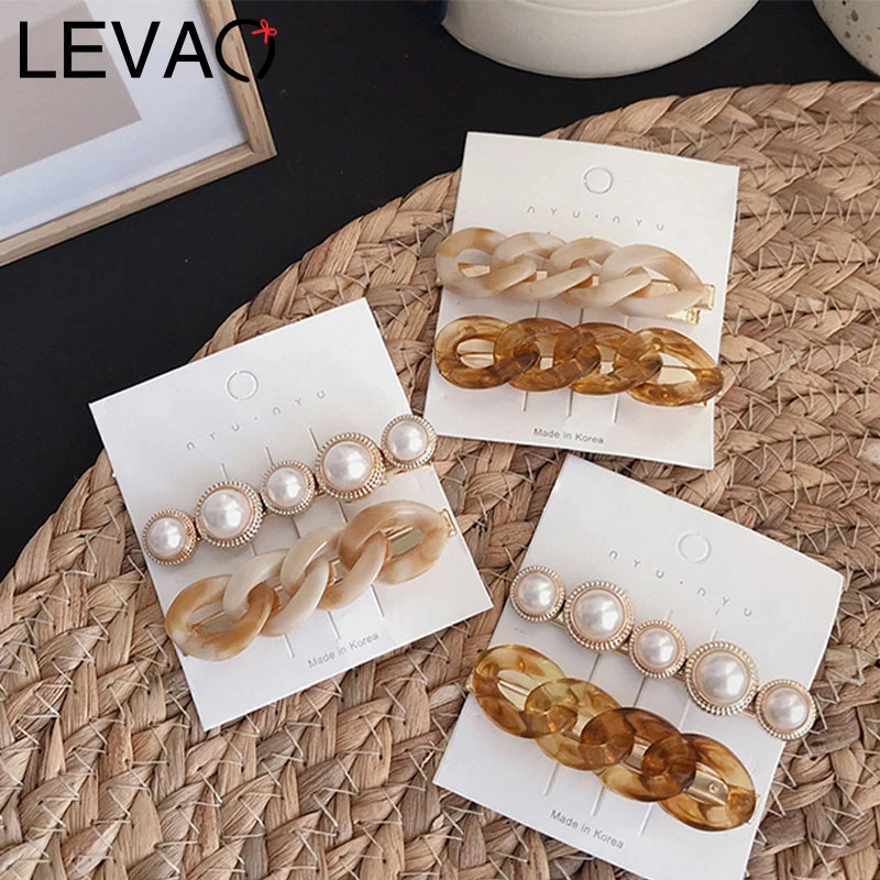 Женская заколка с цепочкой LEVAO 1 комплект заколки для волос жемчужинами