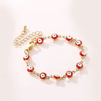 stainless steel evil eye link chain bracelet for women fashion simple multicolor bohemian style jewelry