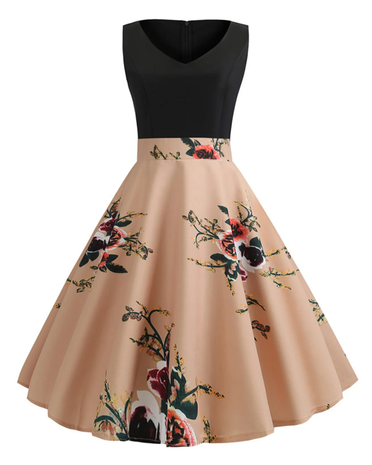 Женское винтажное платье в стиле рокабилли с V образным вырезом|Женские платья| |