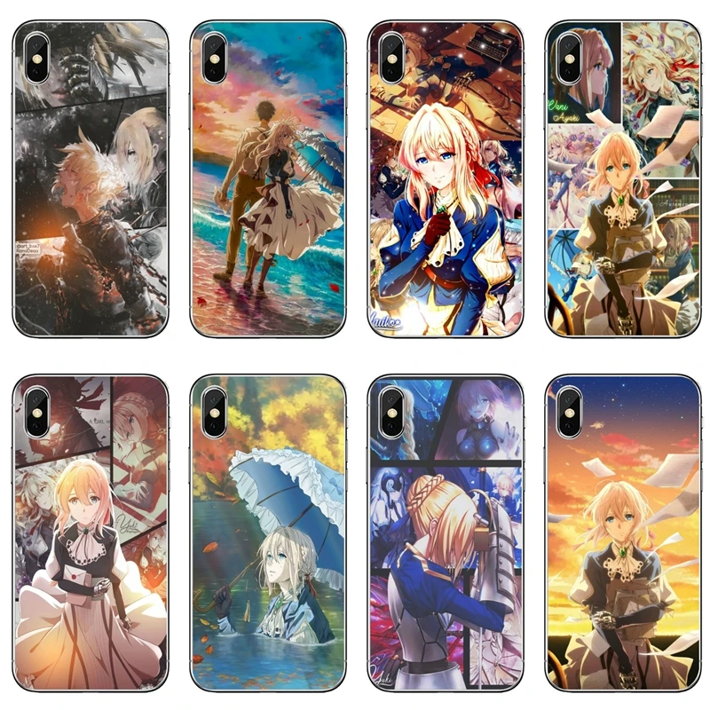 Аксессуары чехол для телефона фиолетовый Аниме Evergarden Samsung Galaxy A71 A70 A60 A51 A50 A41 A40 A31 A30