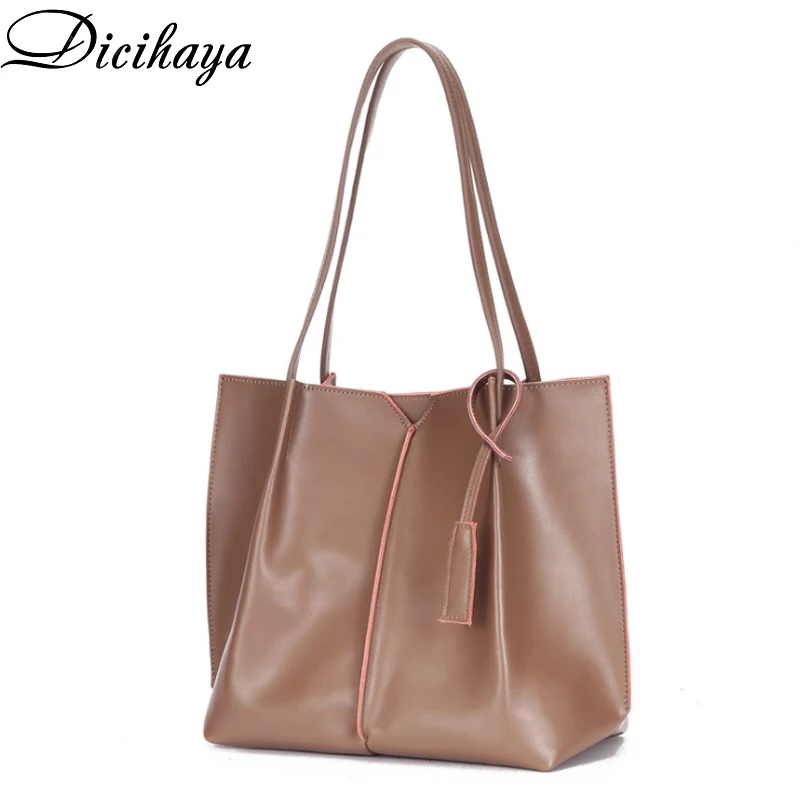 

Сумка-тоут DICIHAYA женская из натуральной воловьей кожи, саквояж на плечо, Модная Портативная вместительная сумочка на одно плечо, 2020