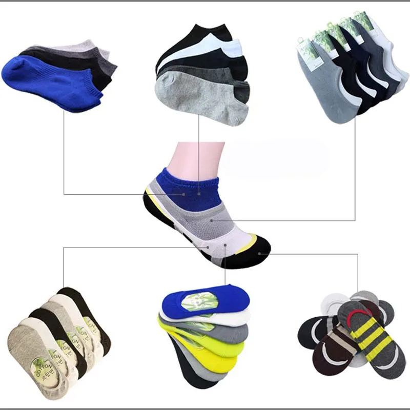 12 пар/упак. мужские невидимые носки из бамбукового волокна лодочки с закрытым