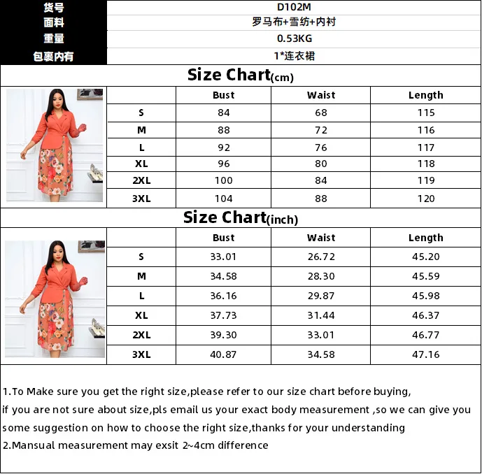 

New Africa Fashion Clothing Dot Print Notched Flower Print Patchwork Dress Fall Office Mid-calf Faux Two Piece Dresses Vestidos