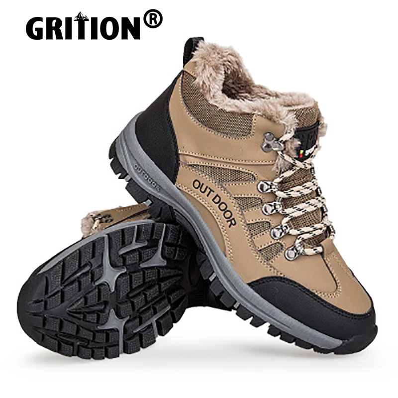 

GRITION Mens Hiking Shoes Trekking Plush Warm Winter Outdoor Snow Climbing Hunting Sneakers Sand Non Slip Fashion High Top 2020