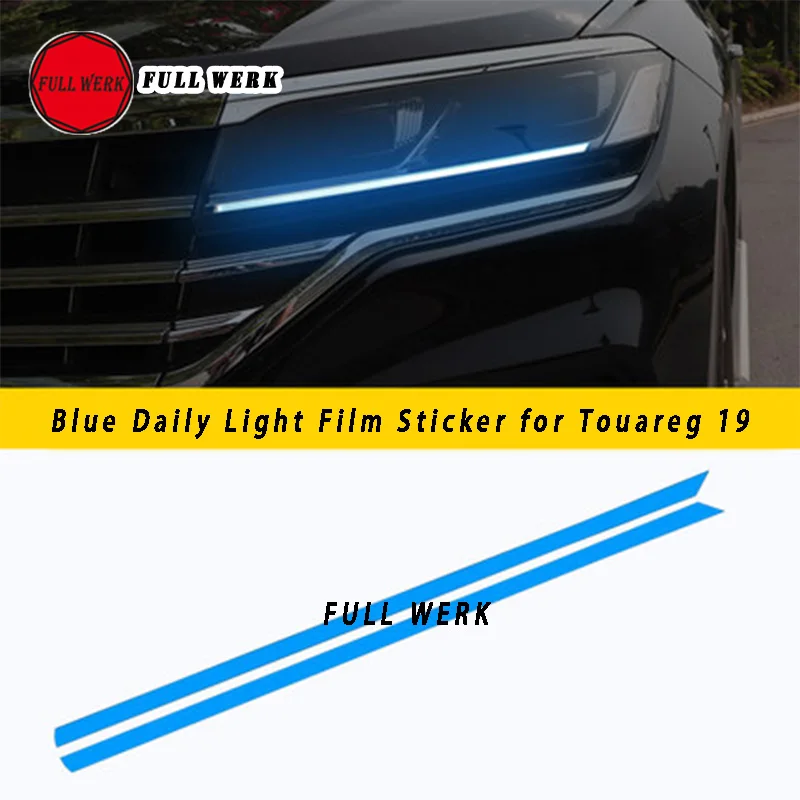 Blue 1 пара ТПУ Автомобильная Повседневная световая пленка для фары клейкая пленка для изменения цвета крышка полосы для Touareg 19 фара украшение пленка аксессуары - Цвет: Blue