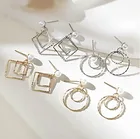 Европейский Винтажный простой модный геометрический дизайн, округлый, Круглый квадратный серьги треугольные женские серьги с жемчугом очаровательные ювелирные аксессуары