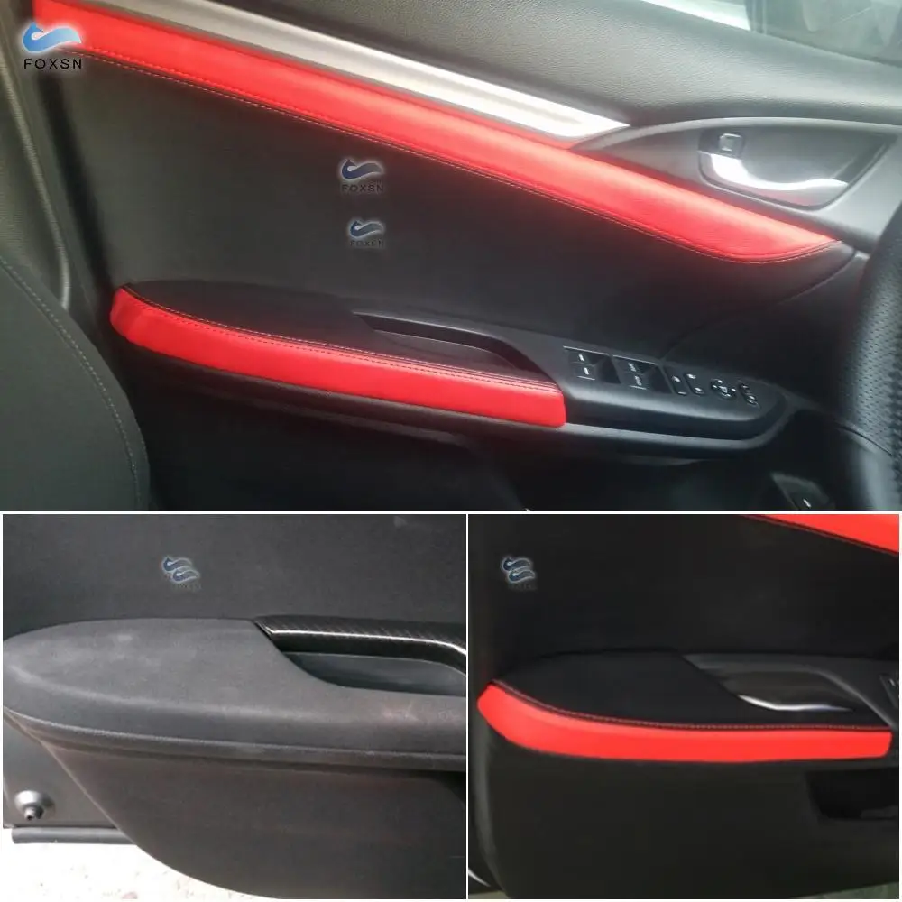 Для Honda Civic 10th Gen 2016 2017 4 шт. микрофибра кожаные дверные ручки панели подлокотник