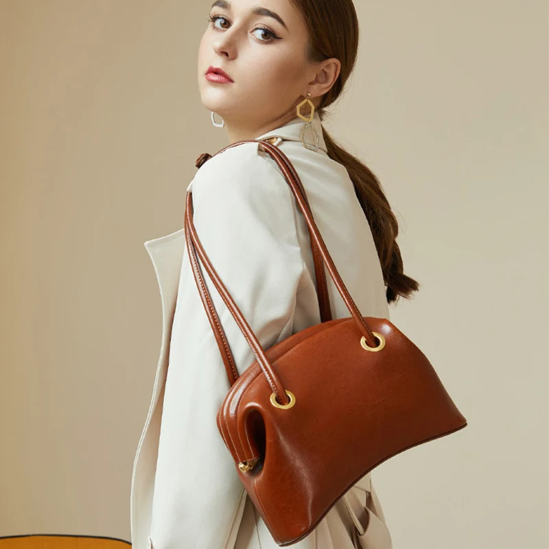 

BRIGGS New 2022 Fashion Women Shoulder Bag 100% Cow Genuine Leather Handbag Female Messenger Crossbody Purse Lady Casual Tote