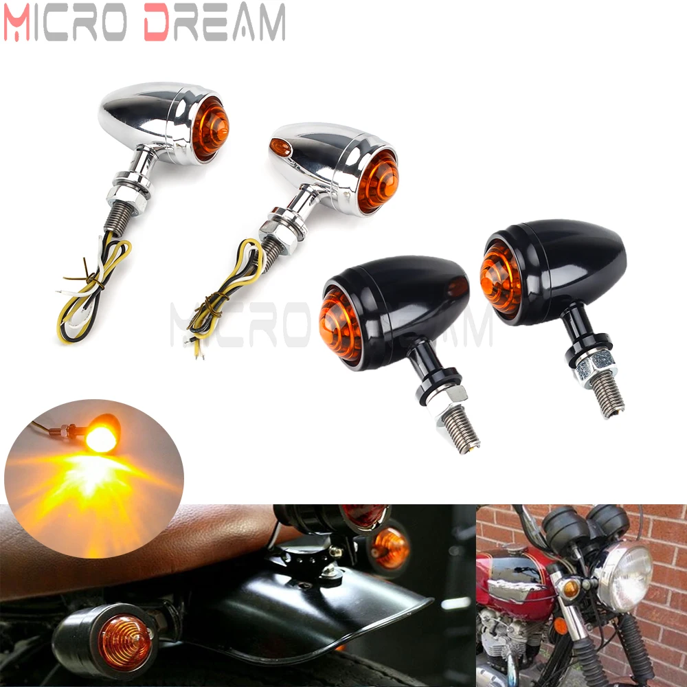 

10mm Bolt Amber Lens Turn Signal Universal For Honda Ducati Chopper Cafe Racer Motorcycle LED Blinker Light Indicator Lamp