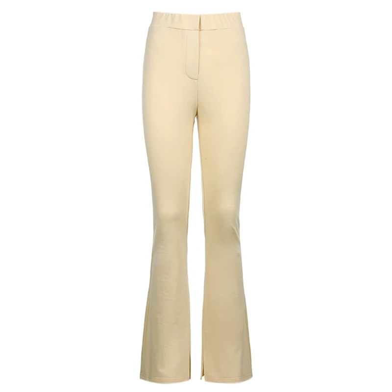 

Women Elastic High Waist Skinny Long Pants Split Hem Flare Trousers Leggings