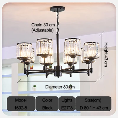 8 Light Luxury Crystal chandelier for Living Room Classic Crystal Chandelier Light Fixtures Bedroom Gold Lamp LED Crystal Lamp Ceiling - Цвет абажура: 8 Light
