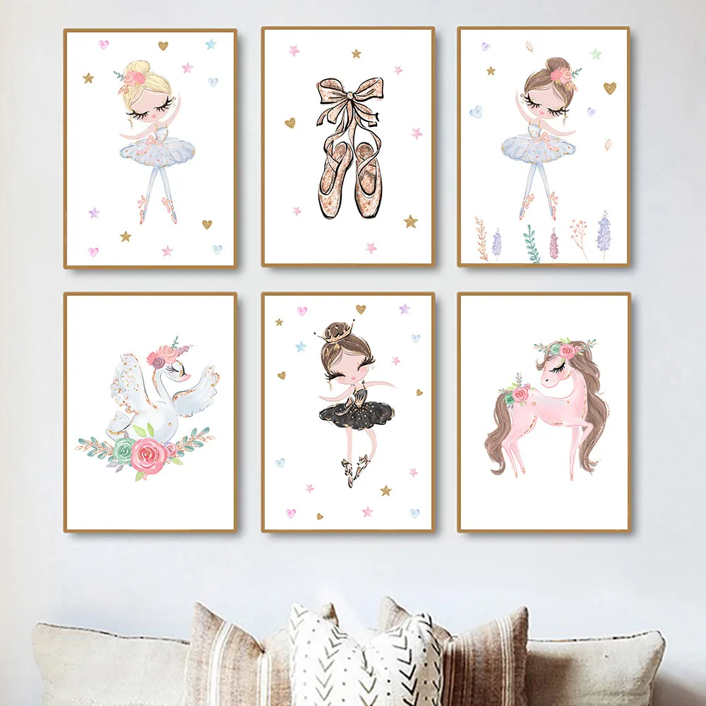 Постер с изображением девушки и птицы в скандинавском стиле Акварельная