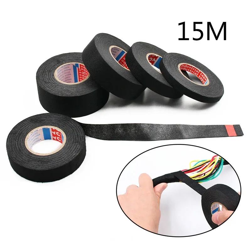 

15m Electrical Insulation Tape 9/15/19/25/32 Width Heat-resistant Looms Wiring Harness Tape PET Bundle Flame Retardant Tape