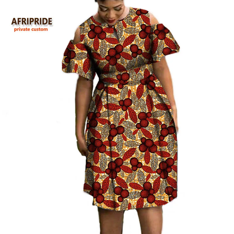 Осенние женские платья AFRIPRIDE, индивидуальное повседневное Хлопковое платье с короткими рукавами и круглым вырезом, длиной до колена, большие размеры, A722545 - Цвет: 542J